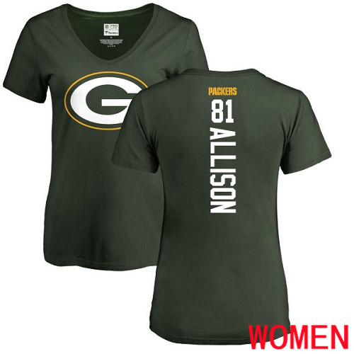 Green Bay Packers Green Women #81 Allison Geronimo Backer Nike NFL T Shirt->nfl t-shirts->Sports Accessory
